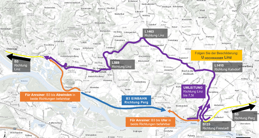 Partial closure and detour B3 federal highway