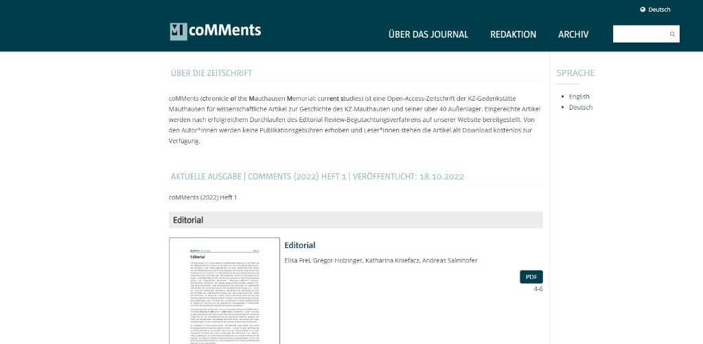 Open-Access-Journal coMMents ist online