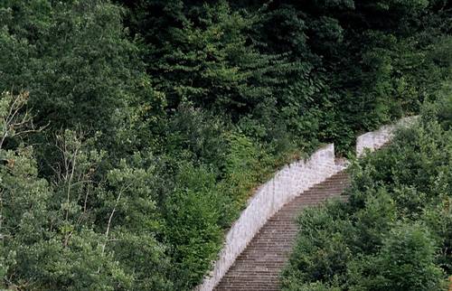 Stairway (“Stairway of Death”) at the Mauthausen Memorial not accessible