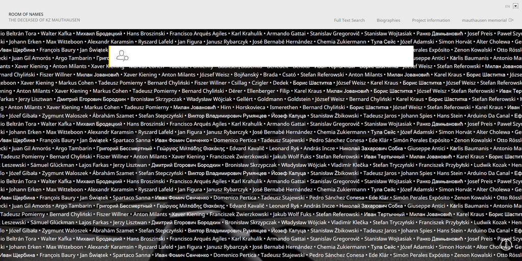 The Virtual Room of Names is an additional digital offer for the exhibition.